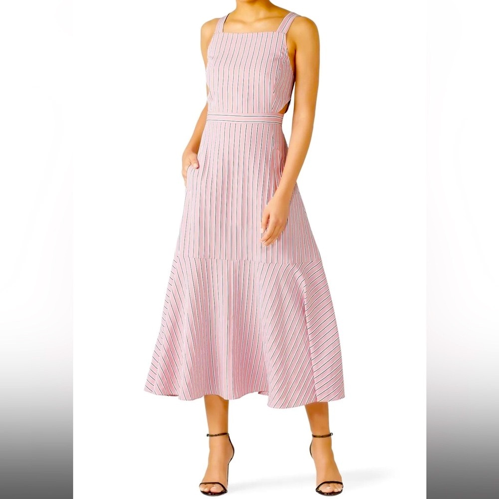 Tibi striped dress with cut out back